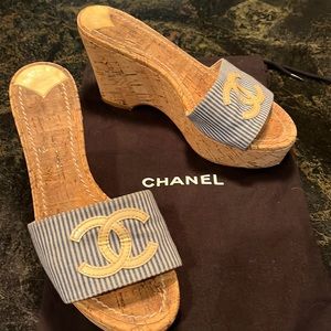 Gorgeous Chanel wedge cork sandals size 36 1/2- excellent condition- rare find